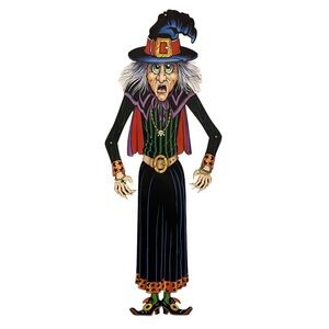 Vintage 1988 Beistle Halloween Witch Jointed Die Cut Cardboard 40" Wall Decor